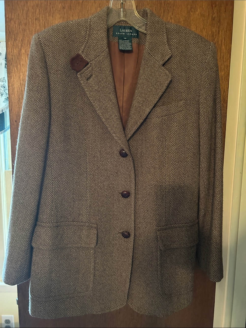 Lauren Ralph Lauren Brown Herringbone Blazer